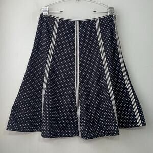 Jones New York Petite Size 12 Black White Polka Dot Swing Skirt Pin Up Preppy